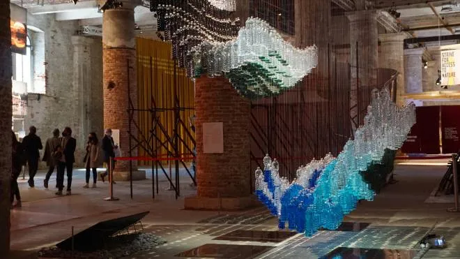 A view of the installations presented in the Corderie of Arsenale, for the seventeenth edition of the Architecture Biennale, today 20 May 2021. ANSA / ANDREA MEROLA