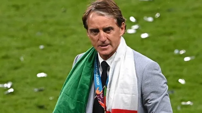 epa09339226 Head coach of Italy Roberto Mancini after the UEFA EURO 2020 final between Italy and England in London, Britain, 11 July 2021. Italy won the game in penalty shoot-out.  EPA/Facundo Arrizabalaga / POOL (RESTRICTIONS: For editorial news reporting purposes only. Images must appear as still images and must not emulate match action video footage. Photographs published in online publications shall have an interval of at least 20 seconds between the posting.)