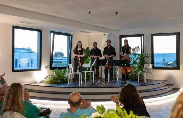 La performance musicale del quartetto Amouage, nato in seno alla Cherubini (foto Luca Concas)