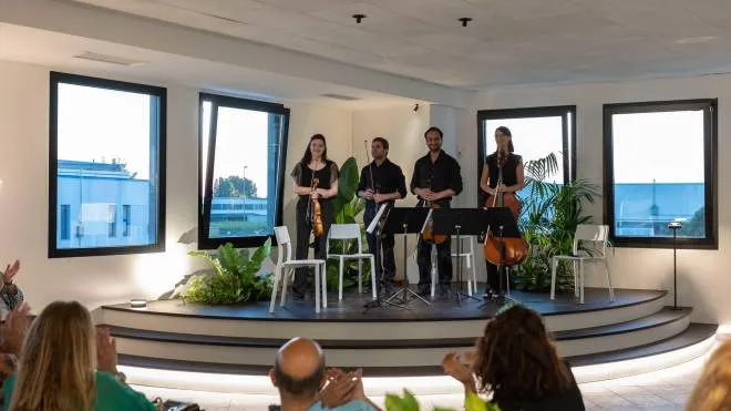 La performance musicale del quartetto Amouage, nato in seno alla Cherubini (foto Luca Concas)
