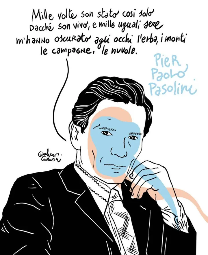 Il disegno di Gianluca Costantini dedicato a Pier Paolo Pasolini