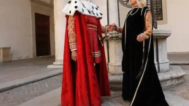 Un’immagine rievocativa del Duca Federico con la moglie Battista Sforza
