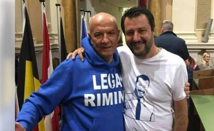 Oscar Fabbri, ex segretario della Lega a Rimini, con Matteo Salvini
