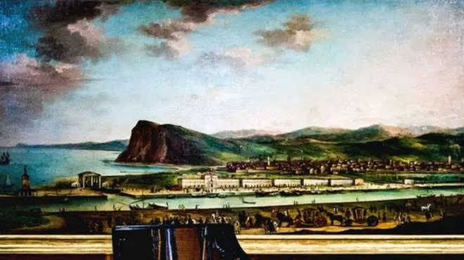 Una veduta del porto in un quadro che risale al XVIII secolo