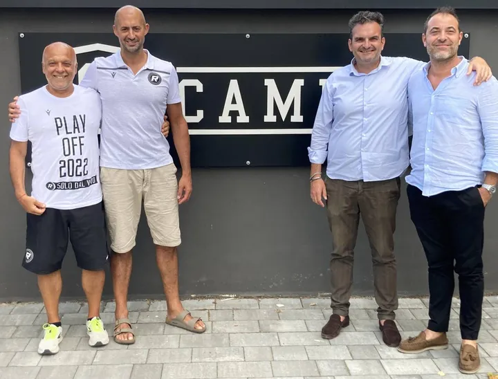 Da sinistra Luigi Garelli (allenatore), Rodolfo Rombaldoni (team manager), Andrea Baccarini (general manager), Filippo Raggi (presidente)