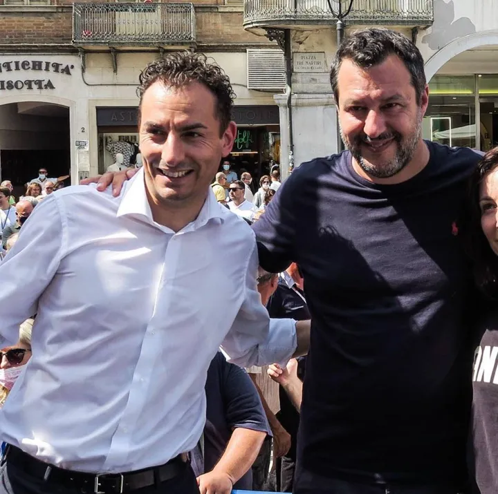 Jacopo Morrone con il leader della Lega Matteo Salvini