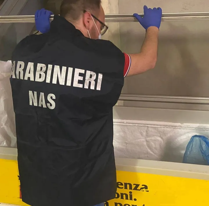 I carabinieri del Nas di Parma durante i controlli effettuati in un market cittadino