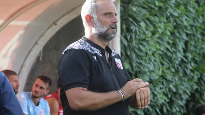 L’allenatore del Rimini, Marco Gaburro durante il test col Perugia (. foto Crocchioni