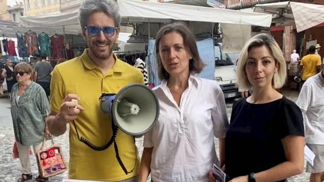 Da sinistra i candidati Giovanni Paglia, Cristina Mengozzi e Valentina Marassi