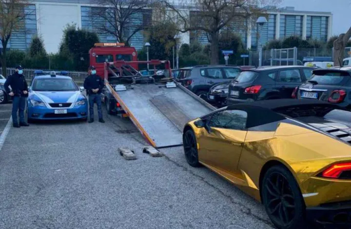 La Lamborghini sequestrata dalla polizia nel gennaio del 2021