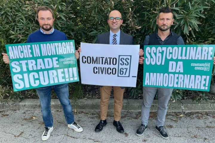 I coordinatori del Comitato Civico Ss67: Ferrini, Bongiorno e Ragazzini