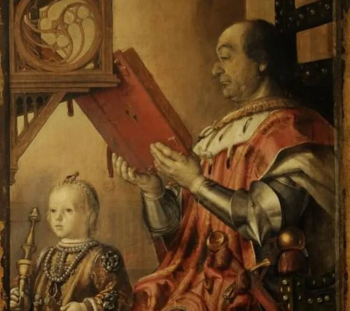 Federico con il figlio Guidubaldo nel celebre dipinto di Pedro Berruguete, conservato a Urbino