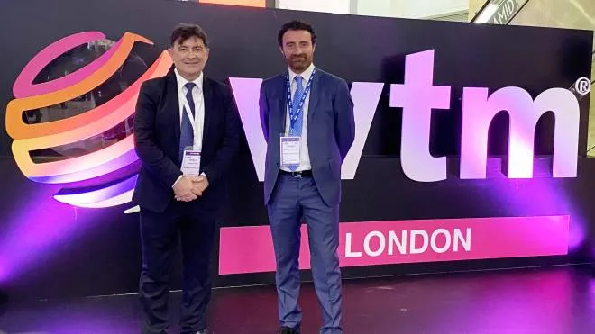 L’assessore Roberto Cioppi e l’imprenditore Federico Scaramucci a Londra, presenti entrambi al World Travel Market di Londra