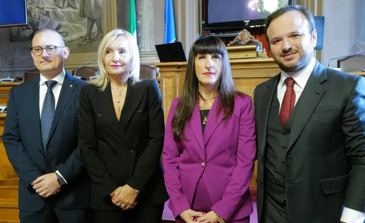 Da sinistra: Francesco Lasaponara, Marinella Portolani, il nuovo assessore Barbara Rossi e Davide Minutillo