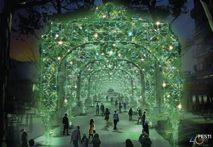 In viale Ceccarini il Comune ha voluto luci e verde per un Natale all’insegna della sostenibilità