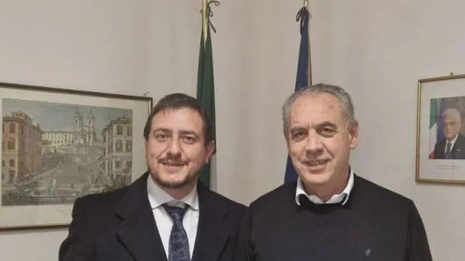 Il sindaco di Arquata Michele Franchi con il commissario Giovanni Legnini