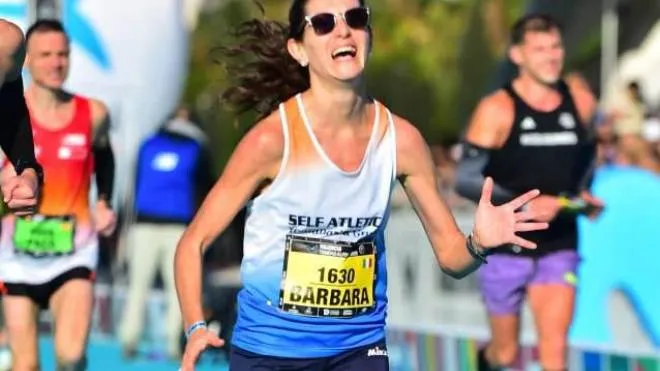 Barbara Bressi, 34 anni, all’arrivo della Maratona di Valencia