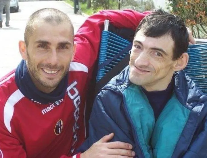Pino Battestini con Marco Di Vaio, direttore sportivo del Bologna Calcio