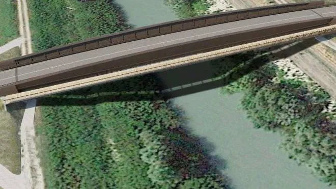 Il rendering mostra come sarà il nuovo ponte sul fiume Secchia