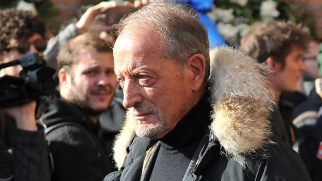 Renzo Ulivieri, presidente dell’associazione allenatori, ieri ai funerali di Mihajlovic