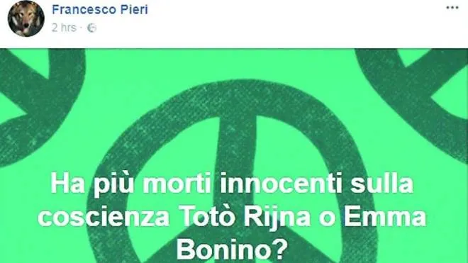 Il post pubblicato da don Francesco Pieri sulla sua pagina Facebook