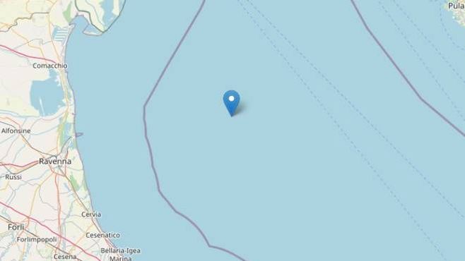 Terremoto oggi magnitudo 4.1 nel mare Adriatico (Foto OpenStreetMap, Ingv)