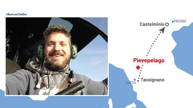 La mappa del tragitto del volo dell&#39;elicottero scomparso in provincia di Modena