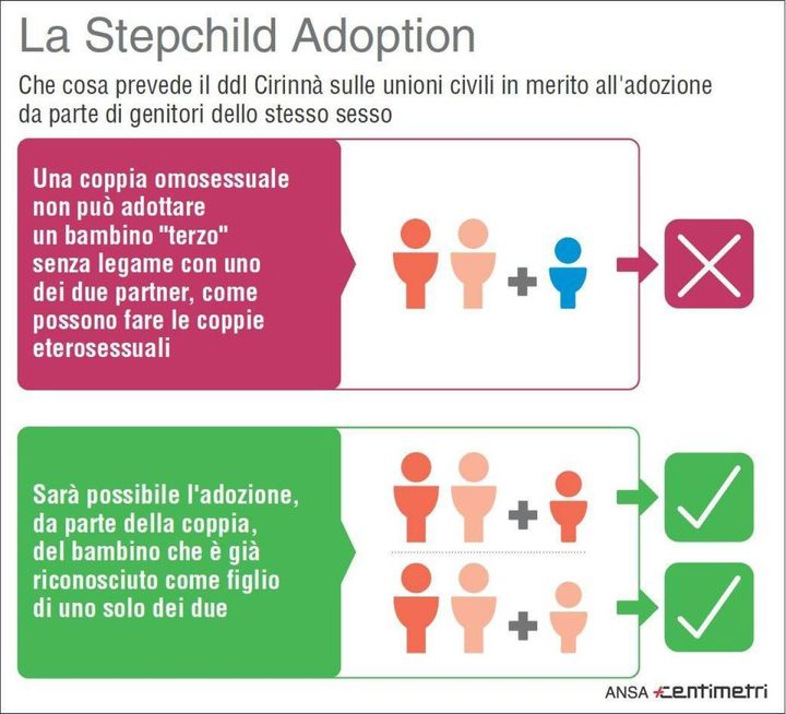 Che cos'é la Stepchild Adoption (Ansa)
