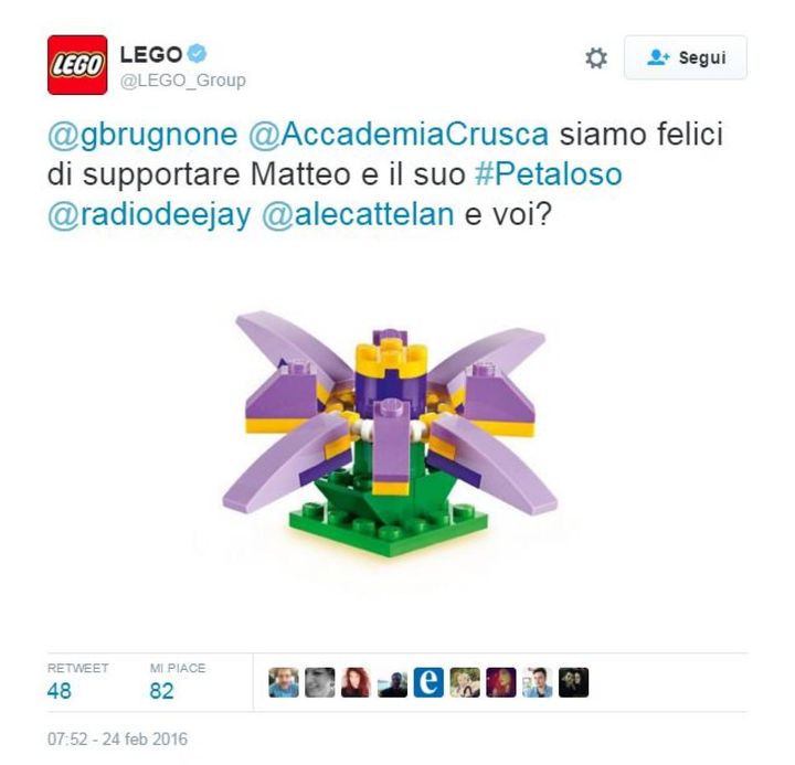 L'omaggio 'petaloso' della Lego