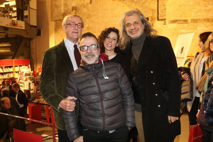 Romano Montroni, Marcello Fois, Silvia Avallone e Alessandro Bergonzoni (foto Schicchi)