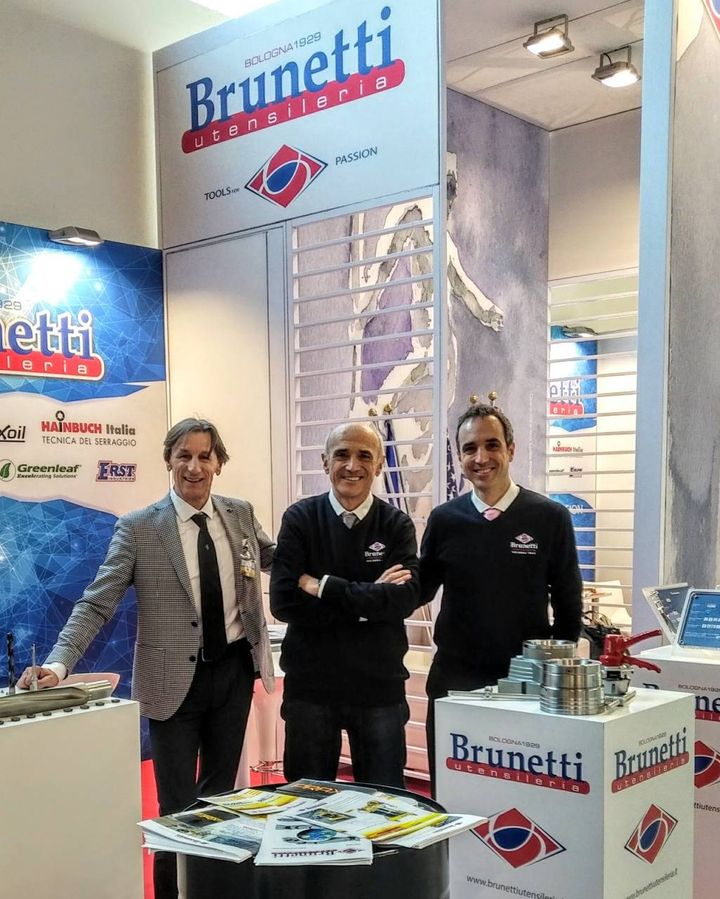 MECSPE 2018 Enrico e Cesare Brunetti con Giacomo Agazzotti di Luxoil