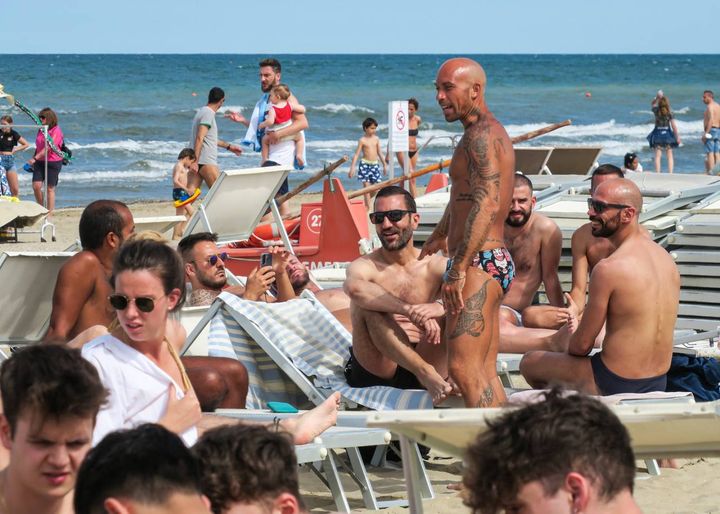 La spiaggia a Rimini il 29 maggio