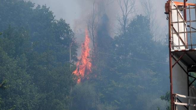 Le fiamme sono molto vicine alle case (foto LaBolognese)
