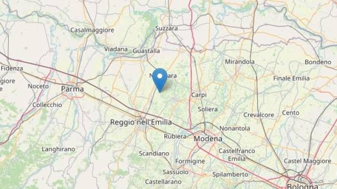 Scossa di terremoto di magnitudo con epicentro a Bagnolo in piano (OpenstreetMap)