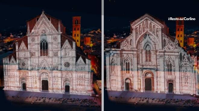 L'effetto delle proiezioni sulla basilica di San Petronio