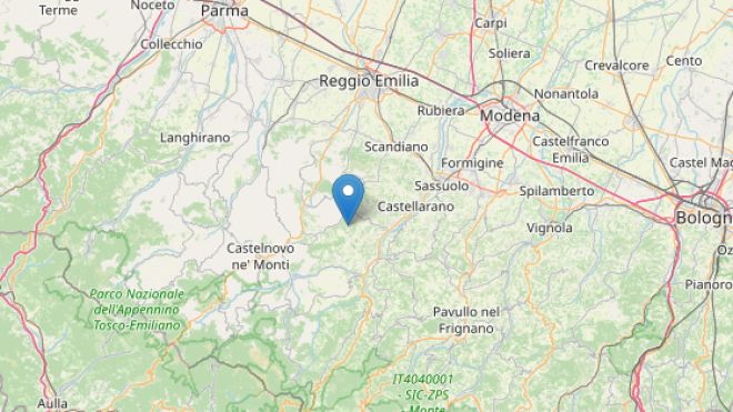 Terremoto a Baiso, Reggio Emilia (foto OpenStreetMap)
