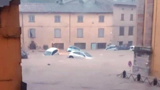 L'alluvione che ha interessato Cantiano (PU) (Ansa)