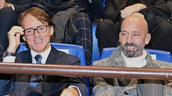 Il ct della nazionale italiana Roberto Mancini e Gianluca Vialli
