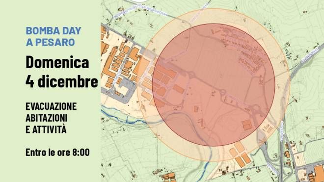 Bomba day a Pesaro, il piano dell'evacuazione di domenica 4 dicembre